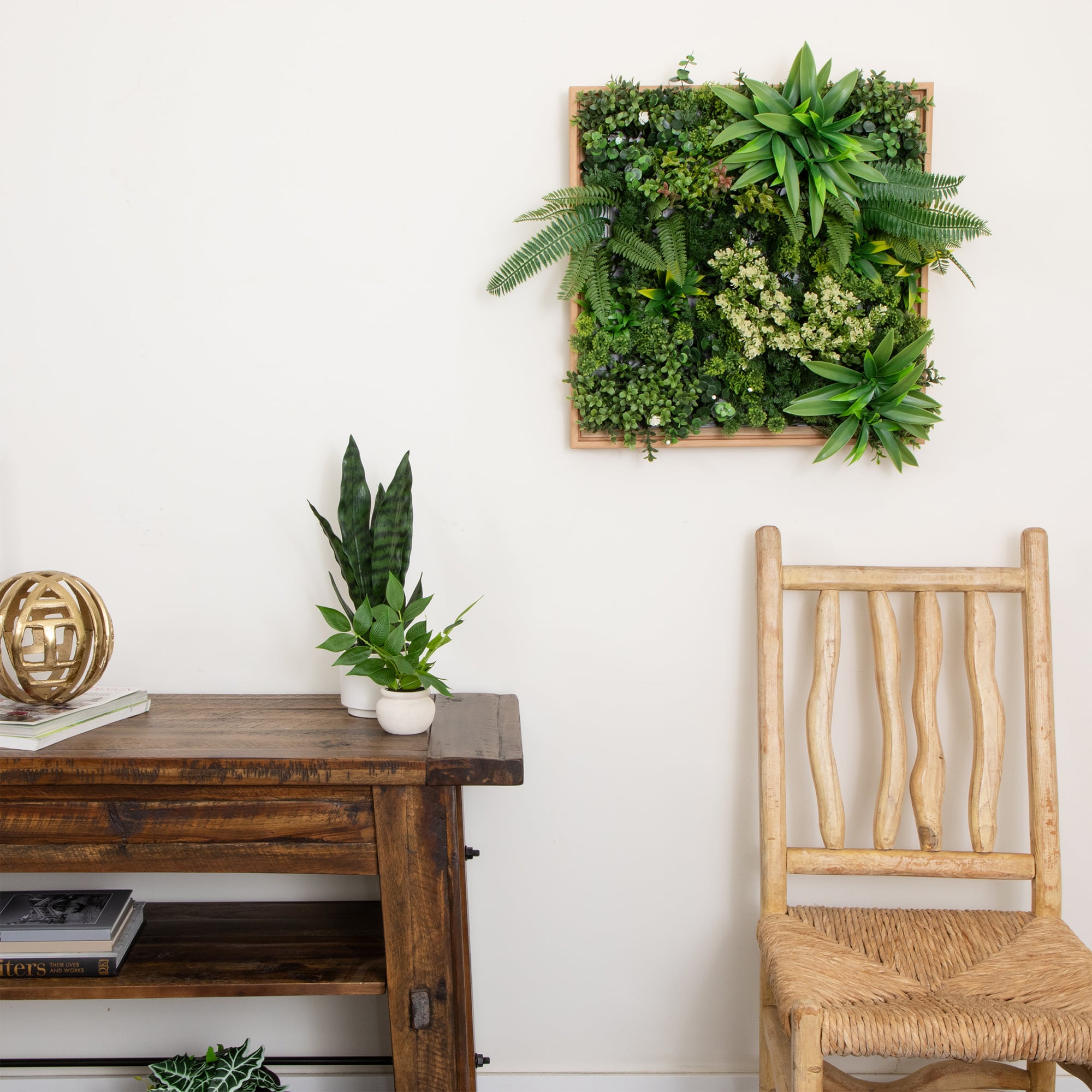 20" Framed Queensland Rainforest Artificial Living Wall Art Panel